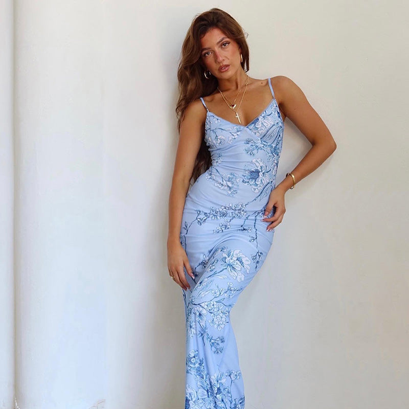 Robe Corset Maxi à Imprimé Floral