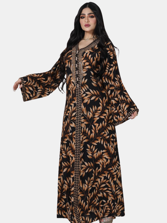 Caftan Hiba Noir et doré