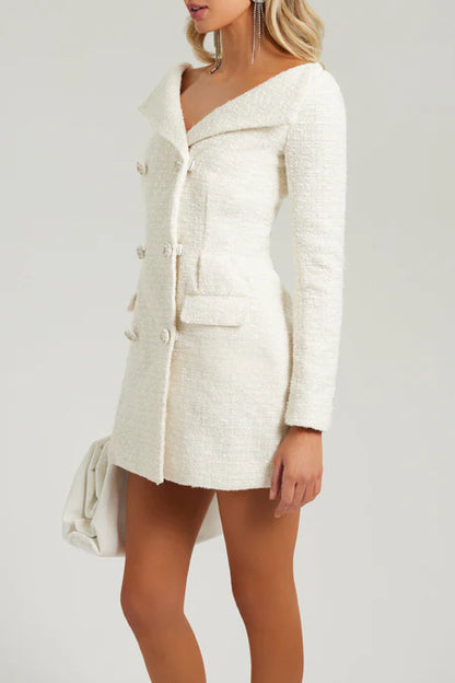 Robe Modphy en Tweed Blanc