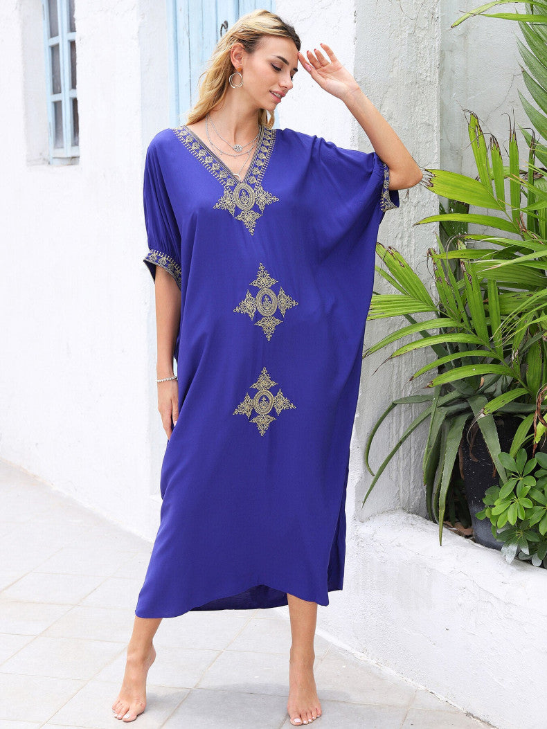 Robe Chamalia de plage brodée en bambou