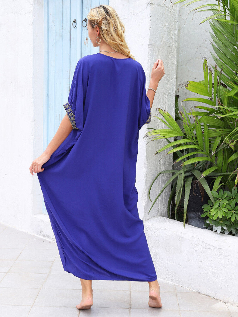 Robe Chamalia de plage brodée en bambou